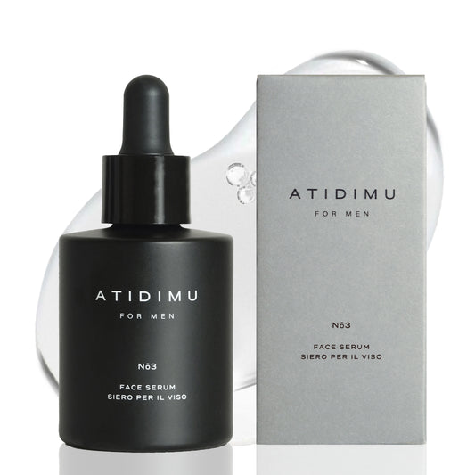 ATIDIMU メンズ美容液 No.3 本体・パッケージと美容液のテクスチャー